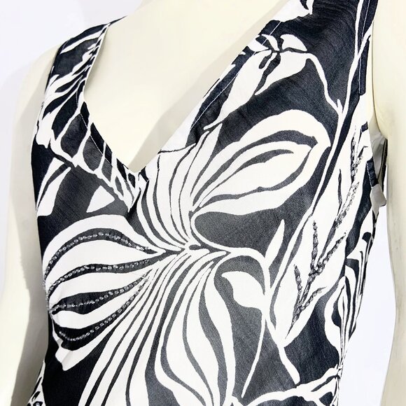 Vintage Y2K Beaded Print Dress in Black and White / size Small-Medium - Picture 10 of 10
